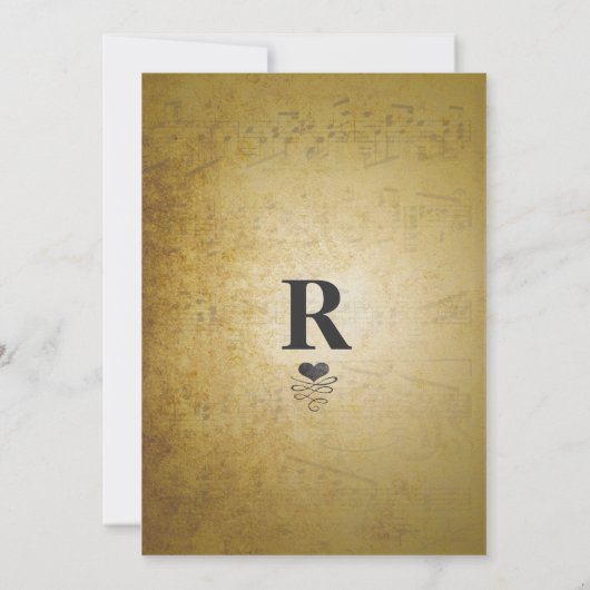 Gold Eiffel Tower Musical Notes Wedding Kaart (Achterkant)