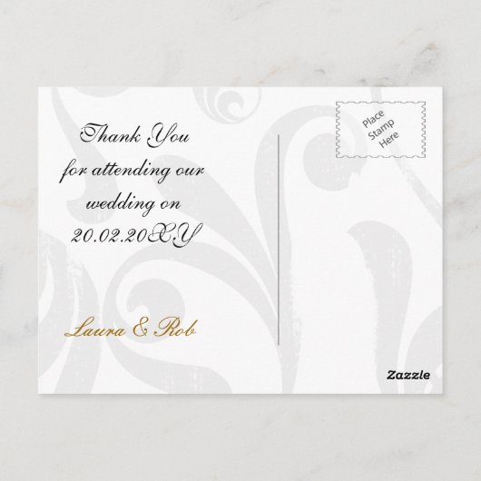 Gold Eiffeltoren Franse bruiloft Dank u Briefkaart (Achterkant)