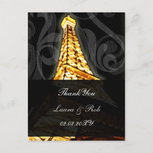 Gold Eiffeltoren Franse bruiloft Dank u Briefkaart