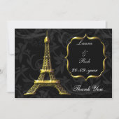 Gold Eiffeltoren Franse bruiloft Dank u Kaart (Voorkant)