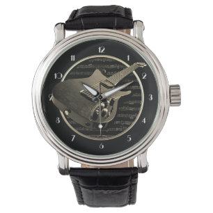 Gold Electric Guitar Wrist Watch Horloge