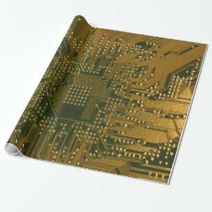Gold Electronics Circuit Board Cadeaupapier