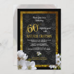 Gold Elegant 60th Birthday Party Photo Invitation<br><div class="desc">Elégante et élégante invitation d'anniversaire avec numéro d'anniversaire modifiable,  ainsi que tout le texte. Reverse a un espace réservé pour une photo personnelle de la personne d'anniversaire avec son nom et son anniversaire.</div>