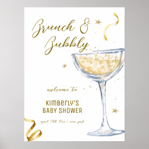 Gold Elegant Brunch Champagne Baby shower Welkom Poster