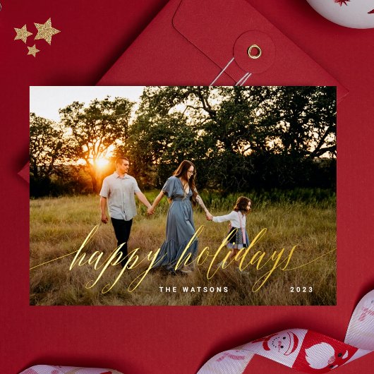 Gold Elegant Calligraphie Joyeux Vacances Foil