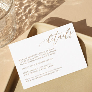 Gold Elegant Calligraphie Mariage Détails Cartes