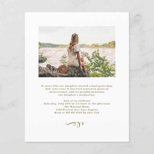 Gold Elegant Calligraphy Afstuderen Invitation (Achterkant)