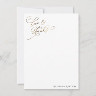 Gold Elegant Calligraphy Love and Bedankt Card