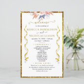 Gold Elegant Calligraphy Wedding Program (Staand voorkant)