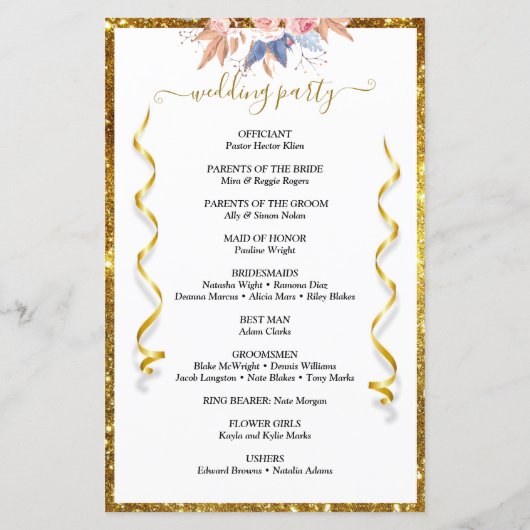 Gold Elegant Calligraphy Wedding Program (Achterkant)