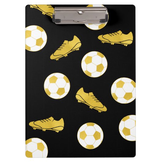 Gold Elegant Classic Soccer Cleats Ball Black Klembord (Voorkant)