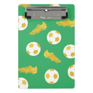 Gold Elegant Classic Soccer Cleats Ball Green Mini Klembord