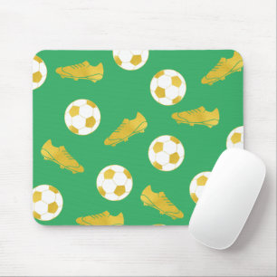 Gold Elegant Classic Soccer Cleats Ball Green Muismat