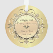 Gold Elegant Diamonds 50th Wedding Jubileum Ornament (achterkant)