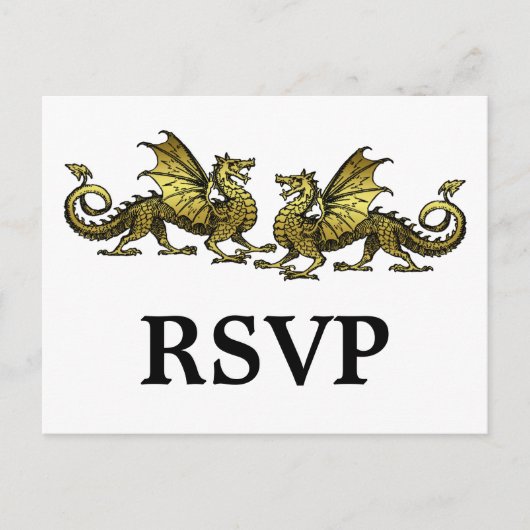 Gold Elegant Dragons Response Briefkaart (Voorkant)