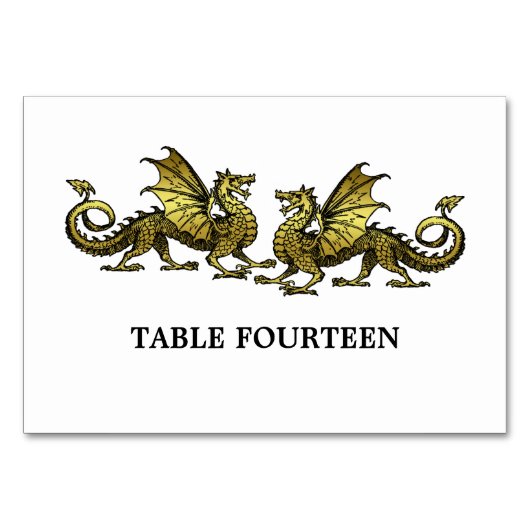 Gold Elegant Dragons Table Kaart (Voorkant)