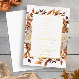 Gold Elegant Fall Wedding Folie Uitnodiging
