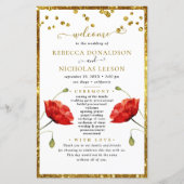 Gold Elegant Floral Calligraphie Programme de mari (Devant)