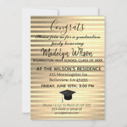 Gold Elegant Glam Afstuderen Invitation Kaart