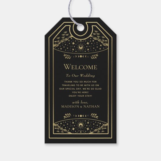 Gold Elegant Gothic Tarot Wedding Welkom Cadeaulabel (Voorkant)