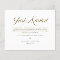 Gold Elegant Gras Calligraphie Juste Marié Carte