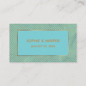 Gold Elegant Hearts Script Turquoise Gift Registry Informatiekaartje (Achterkant)