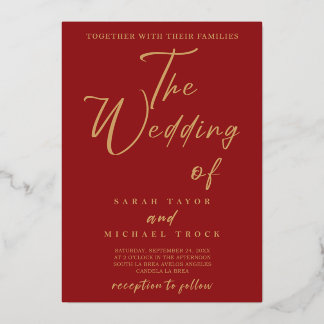 Gold Elegant-kalligrafie | Uitnodiging tot rode br