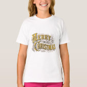 Gold Elegant Merry Kerstmis Rustic T-shirt (Voorkant)