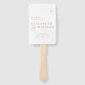 Gold Elegant Minimalistisch Monogram Trouwprogramm Handwaaier (Voorkant)