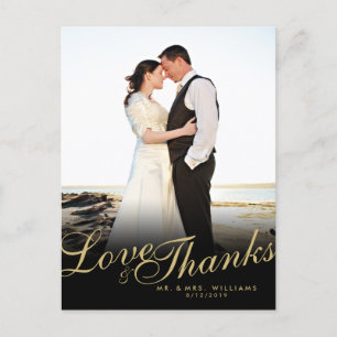 Gold Elegant Modern Love Bedankt White Briefkaart