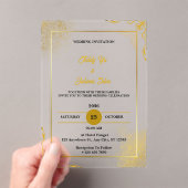 Gold Elegant Moderne Acrylique Invitations de mari (In situ (ordinateur de poche))