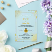 Gold Elegant Moderne Acrylique Invitations de mari (Insitu (Mariage))