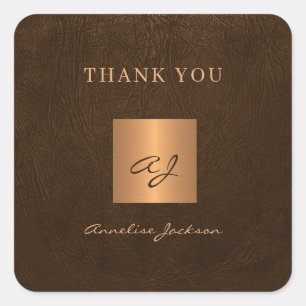 Gold elegant monogram naam elegant bedankt vierkante sticker