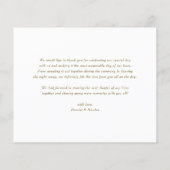 Gold Elegant Monogramme Mariage Carte Merci (Dos)