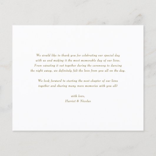 Gold Elegant Monogramme Mariage Carte Merci (Dos)