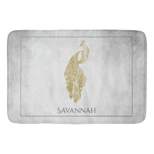 Gold Elegant Peacock - Gepersonaliseerde Bath Mat