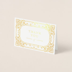 Gold elegant romantisch vintage bruiloft folie kaarten