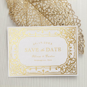 Gold elegant romantisch  vintage bruiloft folie uitnodiging