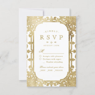 Gold elegant  romantisch vintage bruiloft RSVP