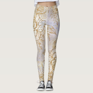 Gold Elegant Roos line tekening Leggings