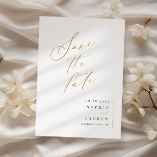 Gold elegant script minimalistisch huwelijk save the date