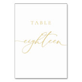 Gold Elegant Script Numéro de table dix-huit (Dos)