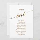 Gold Elegant Script Tabel Nummer 1 Zitplaatskaart Kaart (Voorkant)