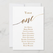 Gold Elegant Script Tabel Nummer 1 Zitplaatskaart Kaart (Achterkant)