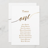 Gold Elegant Script Tabel Nummer 1 Zitplaatskaart Kaart (Voorkant / Achterkant)