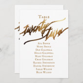 Gold Elegant Script Tabel Nummer 22 Zitplaatsen Gr Kaart (Voorkant / Achterkant)