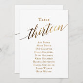 Gold Elegant Script Table Number 13 Seating Chart Kaart (Voorkant / Achterkant)