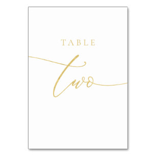 Gold Elegant Script Table Nummer Twee Kaart
