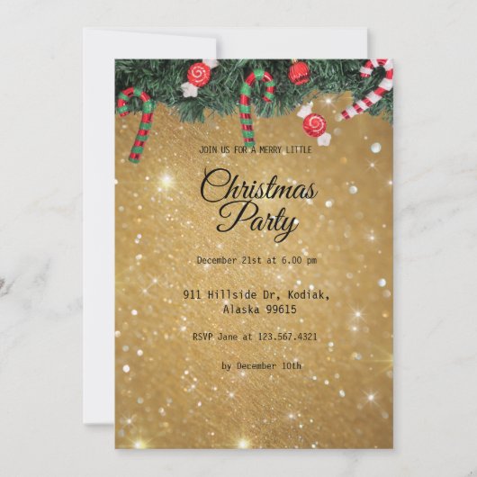 Gold Elegant Simple Moderne kerstparty Kaart (Voorkant)