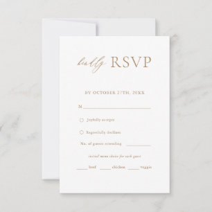 Gold Elegant Simple Wedding Menu Keuze RSVP